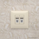 Телефонная розетка RJ-12 DKC Avanti в стену двойная ванильная дымка