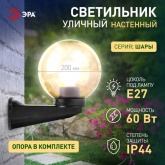 Светильник садово-парковый ЭРА НБУ 01-60-205 шар дымчатый с настенным крепежом D200mm Е27