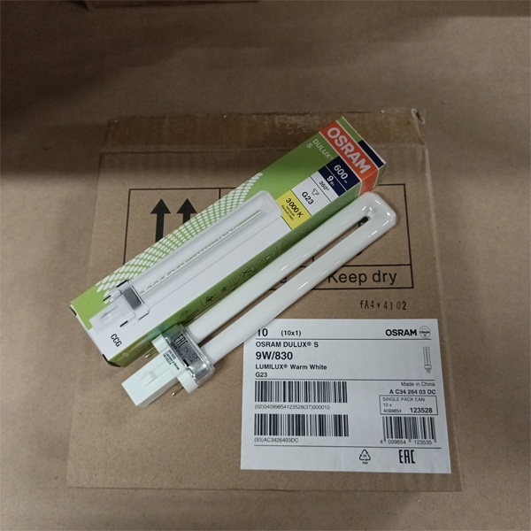 Компактная энергосберегающая лампа КЛЛ мощностью 9 Вт с цоколем G23 для светильников с ЭмПРА