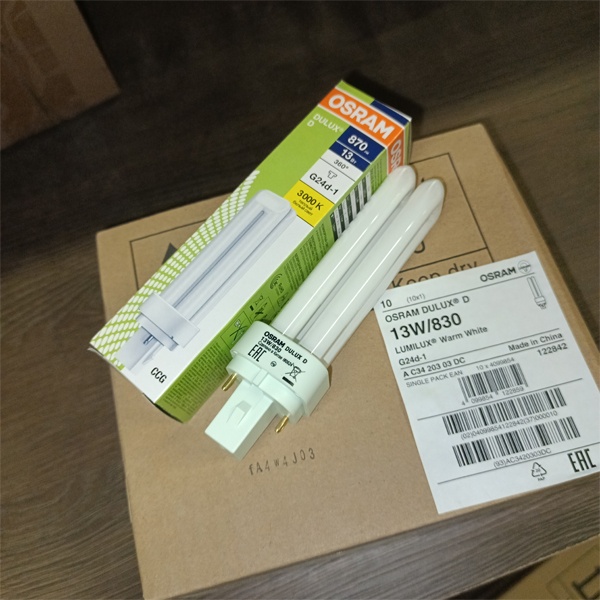 Компактная энергосберегающая лампа КЛЛ мощностью 13 Вт с цоколем G24d-1 для электромагнитных ПРА (ЭмПРА)