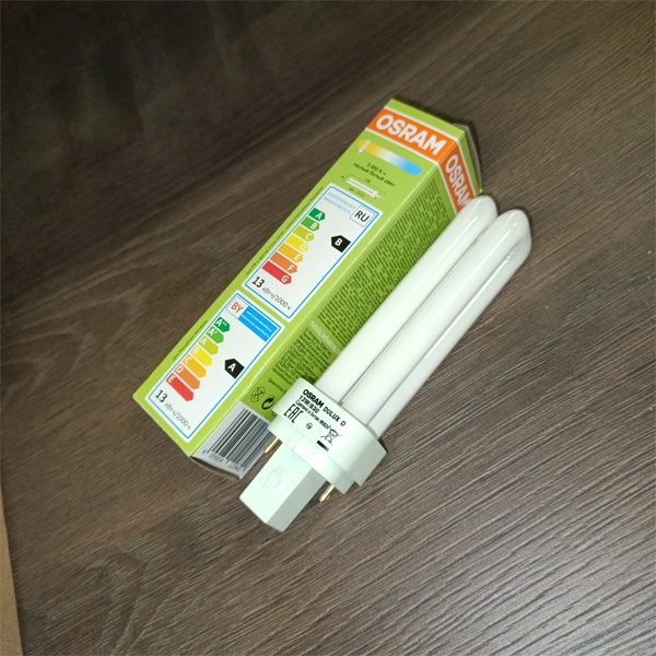 Компактная энергосберегающая лампа КЛЛ мощностью 13 Вт с цоколем G24d-1 для электромагнитных ПРА (ЭмПРА)