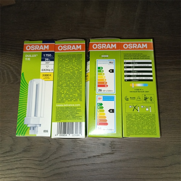 Компактная энергосберегающая лампа КЛЛ мощностью 26 Вт с цоколем GX24q-3 для электронных ПРА (ЭПРА)
