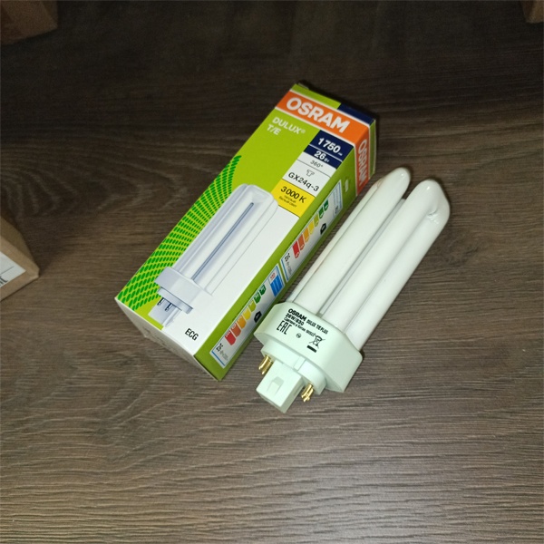 Компактная энергосберегающая лампа КЛЛ мощностью 26 Вт с цоколем GX24q-3 для электронных ПРА (ЭПРА)