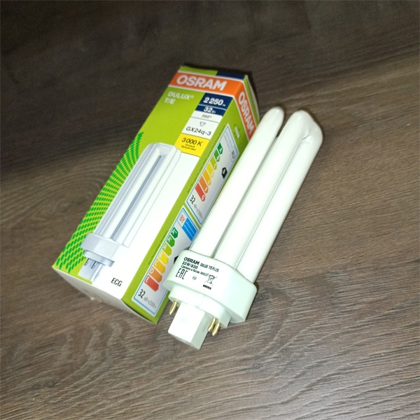 Компактная энергосберегающая лампа КЛЛ мощностью 32 Вт с цоколем GX24q-3 для электронных ПРА (ЭПРА)