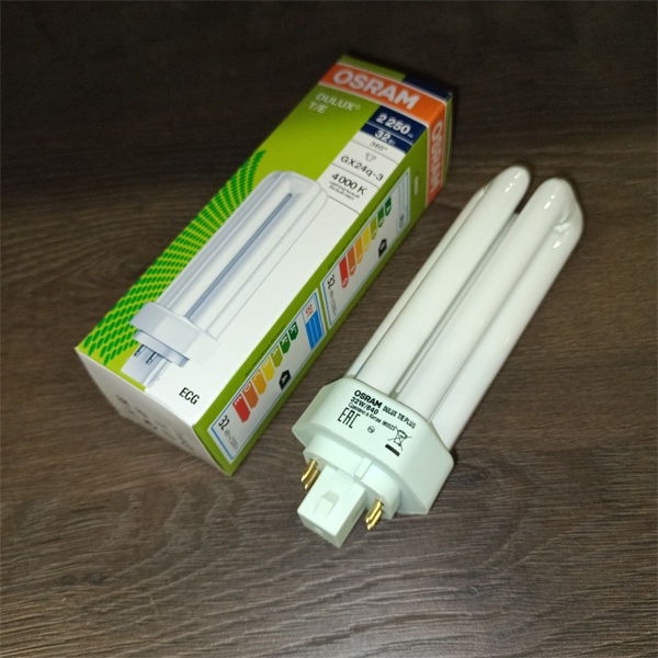 Компактная энергосберегающая лампа КЛЛ мощностью 32 Вт с цоколем GX24q-3 для электронных ПРА (ЭПРА)