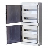 Щиток настенный DKC RAM base (4х18) на 72 модуля прозрачная дверь клеммный блок 63А серый IP65