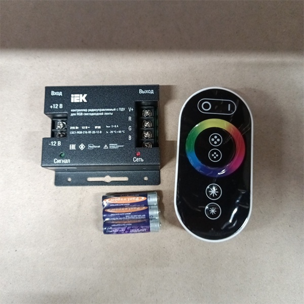 Контроллер радиоуправляемый с ПДУ для RGB светодиодной ленты 3 канала 12В, 6А, 216Вт, черный ИЭК