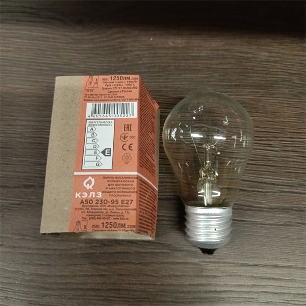 Обычная вольфрамовая лампа формы Груша мощностью 95 Вт на 220 Вольт с цоколем E27 общего назначения