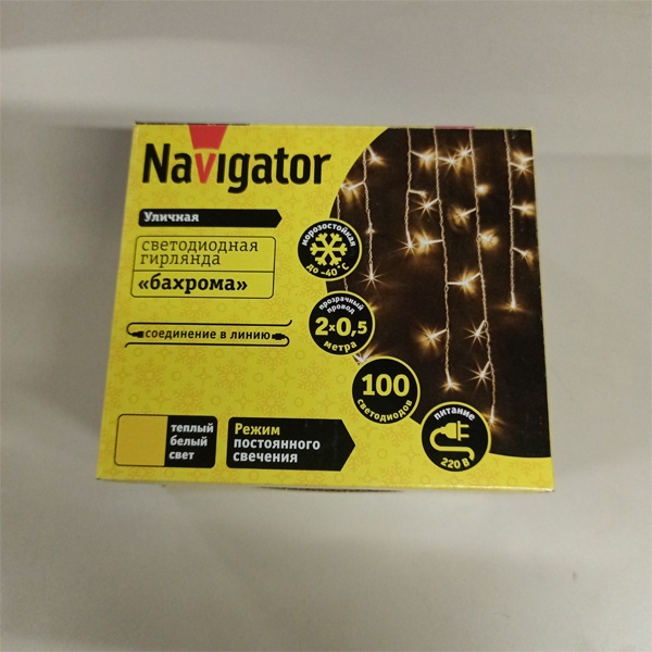 Светодиодная, праздничная гирлянда бахрома, теплый белый свет, постоянное свечение, со степенью защиты IP44