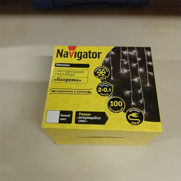 Светодиодная, праздничная гирлянда бахрома, белый свет, эффект «искрящийся снег», со степенью защиты IP44