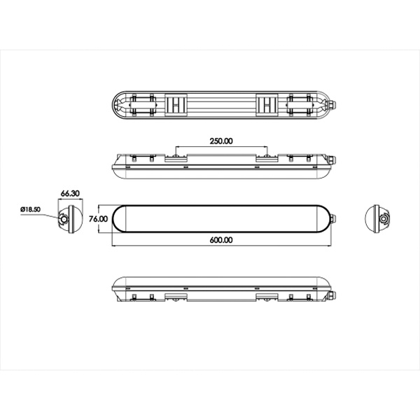 Влагозащищенный линейный светильник ЭРА SPP-201, мощностью 18 Ватт, холодный дневной свет