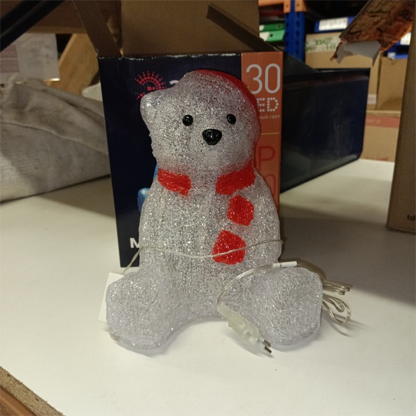 Светодиодная новогодняя фигура медведя, холодный дневной свет, работа от сети 220 Вольт