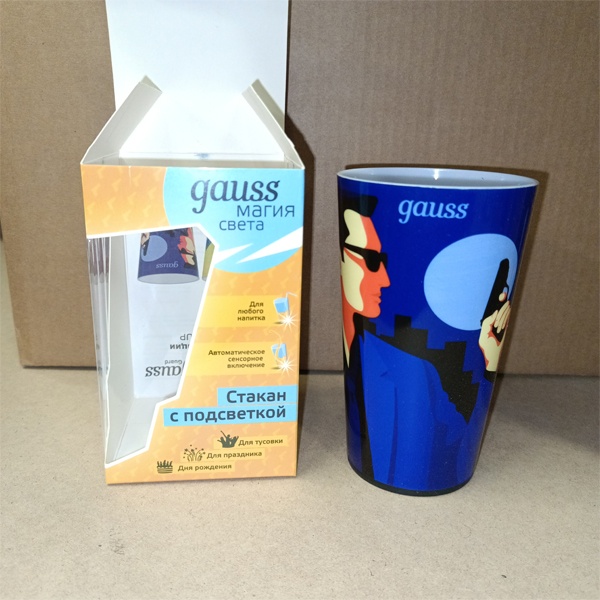 Праздничный светодиодный стакан с автоматической подсветкой Гаусс Джеймс бонд, работа от 3 элементов питания LR44