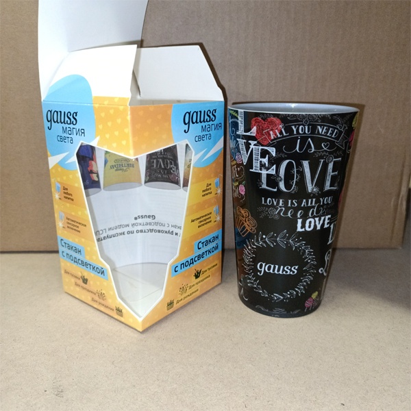 Праздничный светодиодный стакан с автоматической подсветкой Гаусс Романтика, работа от 3 элементов питания LR44