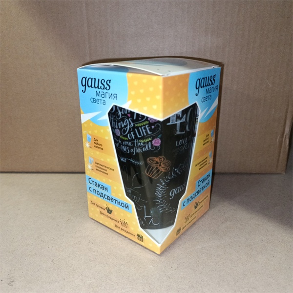 Праздничный светодиодный стакан с автоматической подсветкой Гаусс Романтика, работа от 3 элементов питания LR44