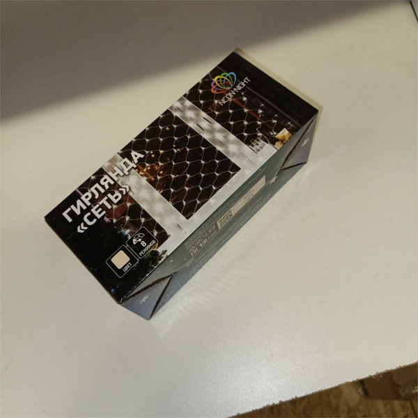 Гирлянда Сеть 1,8х1,5м, прозрачный ПВХ, 180 LED, теплый белый свет Neon-Night