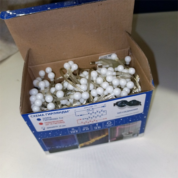 Светодиодная гирлянда Мишура LED 3 м, прозрачный ПВХ, 288 LED, тепло-белая Neon-Night