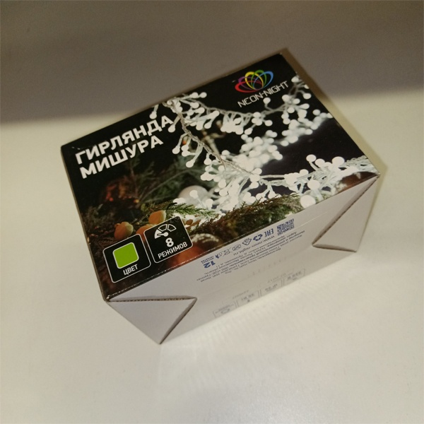 Светодиодная гирлянда Мишура LED 6 м, прозрачный ПВХ, 576 LED, зеленая Neon-Night