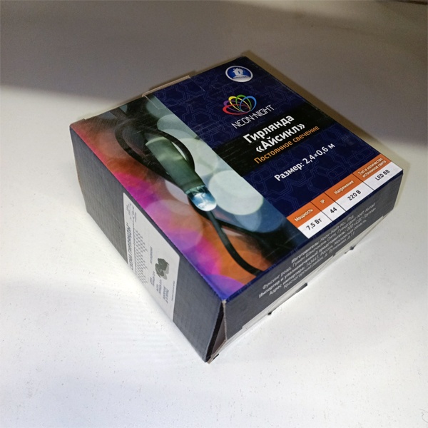 Уличная гирлянда Айсикл (бахрома) светодиодный, 2,4 х 0,6 м, прозрачный провод, 230 В, 88 LED, белая NEON-NIGHT