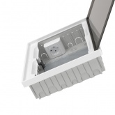 Щиток встраиваемый для полых стен слаботочный DKC FRAME 24м тонированная дверца, плата, розетки IP40