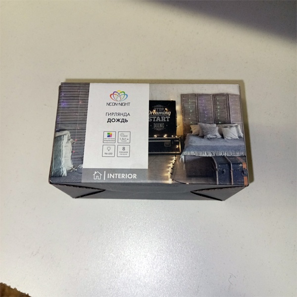 Гирлянда Светодиодный Дождь 1.5х1м, свечение с динамикой, прозрачный провод, 230 В, 96LED, мультиколор Neon-Night