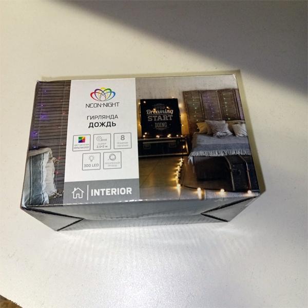 Гирлянда Светодиодный Дождь 2.5х2м, свечение с динамикой, прозрачный провод, 230 В, 300LED, мультиколор Neon-Night