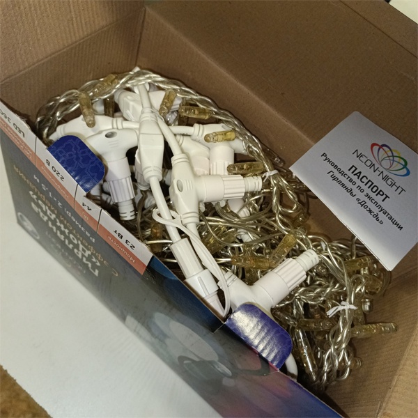 Уличная гирлянда Светодиодный Дождь 2х1.5м, эффект мерцания, прозрачный провод, 230 В, 360 LED, Теплый белый свет Neon-Night