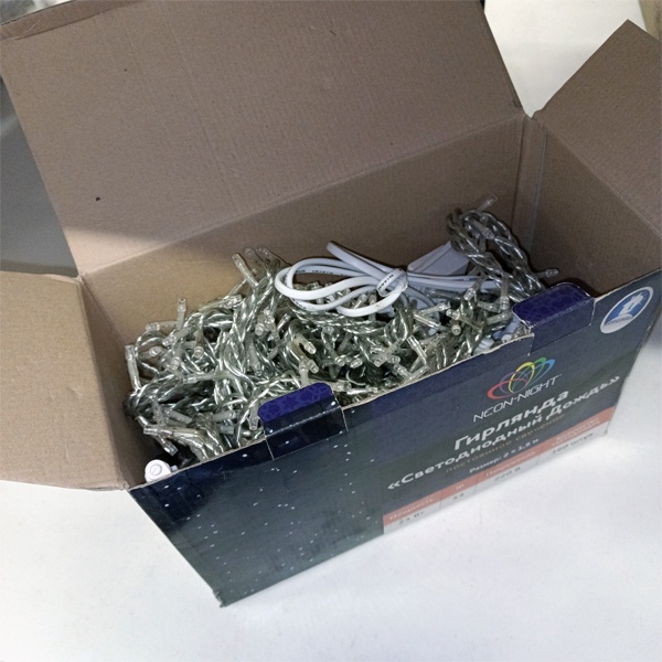 Уличная гирлянда Светодиодный Дождь 2х1.5м, постоянное свечение, прозрачный провод, 230 В, 360 LED, Синяя Neon-Night