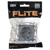 Розетка с заземлением ИЭК FLITE РСш11-0-ФлМ 16А шторки маренго