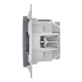 Розетка с зарядкой 2Р+Е со шторками ИЭК FLITE РСЮшс11-1-ФлМ 16А с USB AC 20Вт автозажим маренго