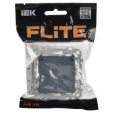 Розетка с заземлением ИЭК FLITE РСшкр11-1-44-ФлМ 16А шторки крышка IP44 автозажим маренго