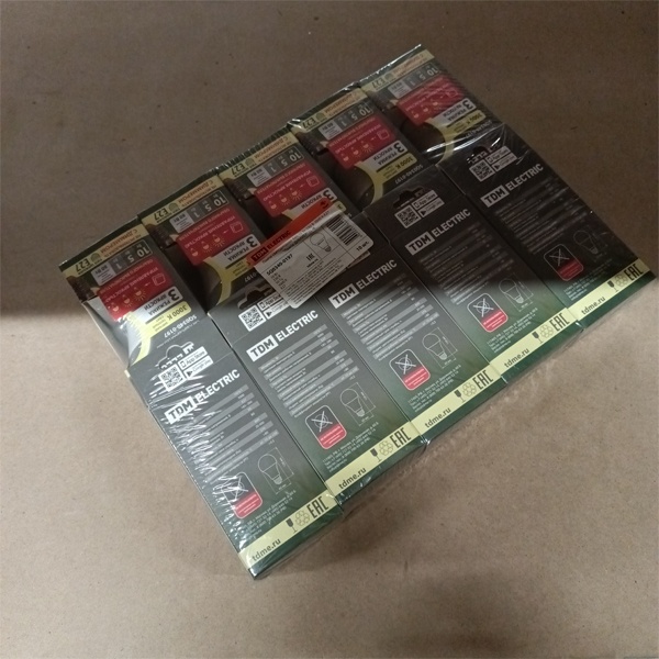 Светодиодная лампочка-диммер груша ТДМ, со сменой режима яркости, максимальная мощность 10 Ватт, цоколь E27, теплый свет