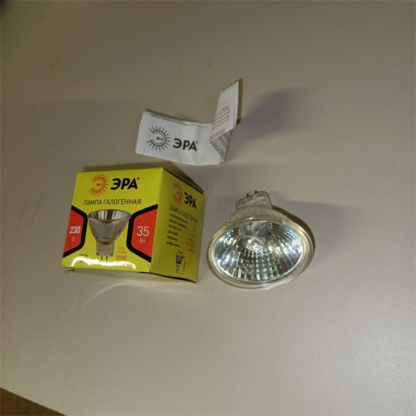 Галогенная лампочка ЭРА, мощностью 35 Ватт, с цоколем GU5,3, напряжением 230 Вольт