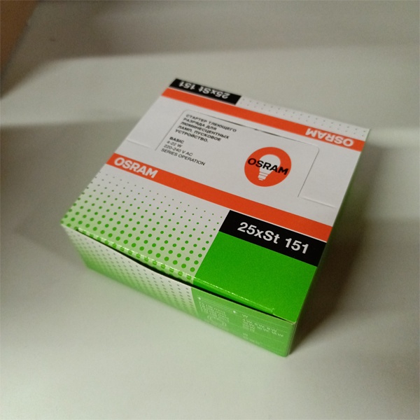 Стартер ST-151 компании OSRAM для люминесцентных ламп мощностью 4-22 Ватта (упаковка 25 шт)