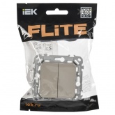 Выключатель двухклавишный ИЭК FLITE ВС12-1-0-ФлЛ 10А льняной