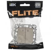 Выключатель двухклавишный с индикацией ИЭК FLITE ВС12-1-1-ФлЛ 10А льняной