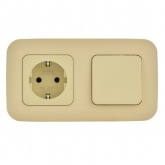 Выключатель кнопочный одноклавишный проходной ИЭК FLITE ВС61-2-0-ФлН 10А навахо