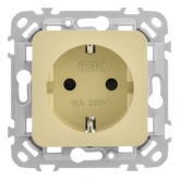 Розетка с заземлением ИЭК FLITE РСш11-1-ФлН 16А шторки автозажим навахо