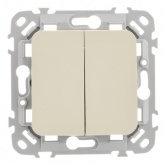Выключатель жалюзи двухклавишный кнопочный ИЭК FLITE ВЖ52-2-0-ФлСл 10А сливочный