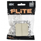 Выключатель кнопочный двухклавишный проходной ИЭК FLITE ВС62-2-0-ФлСл 10А сливочный