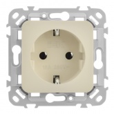 Розетка с заземлением ИЭК FLITE РСш11-0-ФлСл 16А шторки сливочный