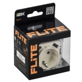 Розетка с зарядкой 2Р+Е со шторками ИЭК FLITE РСЮша11-1-ФлСл 16А с USB AA 3,1А автозажим сливочный