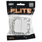 Выключатель кнопочный двухклавишный проходной ИЭК FLITE ВС62-2-0-ФлЖ 10А жемчуг