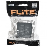 Переключатель двухклавишный ИЭК FLITE ВС62-1-0-ФлМА 10А мокрый асфальт