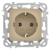Розетка с заземлением ИЭК FLITE РСш11-0-ФлХ 16А шторки хаки