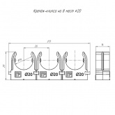 Крепеж-клипса Промрукав для труб для прямого монтажа на 8 мест серая в п/э d20 мм [упак.20шт]