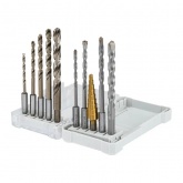 Набор сверл комбинированный Kranz 10 предметов (сверла по металлу 5шт, по бетону 4шт и ступенчатое)