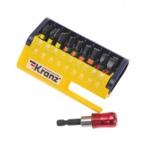 Набор бит Kranz с магнитным держателем 19 шт в пластиковом кейсе
