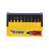 Набор бит Kranz с магнитным держателем 10 шт в пластиковом кейсе