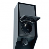 Розетка уличная Feron TM201 2х2P+E 16A IP44 70х75х400мм, черный